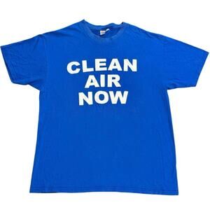 Vintage Sierra Club Clean Air Now T-Shirt Blue Environmental Nature Eco Large